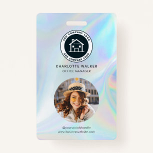 Busines Logo QR Code Employee Holographic Photo ID ID Badge