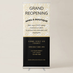 Busines Reopening COVID Safety Gold Marble Retractable Banner