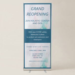 Busines Spa Reopening COVID Safety Teal Retractable Banner
