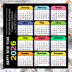 Business 2024 Calendar Modern Black Gold Colourful Holiday Card