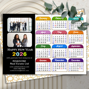 Business 2024 Calendar Modern Black Gold Colourful Holiday Card