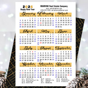 Business 2025 Calendar Modern Black Script Simple Holiday Card