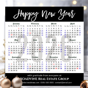 Business 2025 Calendar Modern Scrip Black Simple Holiday Card