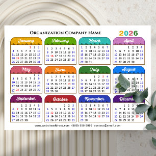 Business 2026 Calendar Modern Black Gold Colourful Holiday Card