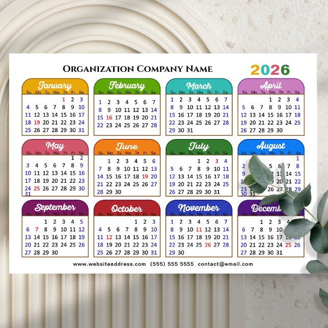 Business 2026 Calendar Modern Black Gold Colourful Holiday Card (Creator Uploaded)