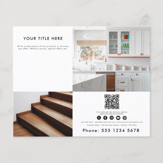 Business 2 Promotional Photo QR Code Social Media  Flyer (Front)