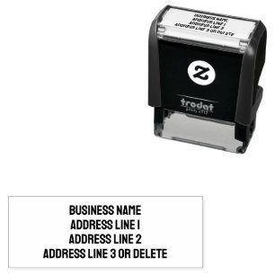 Business 4 Line Name and Return Address Template Self-inking Stamp