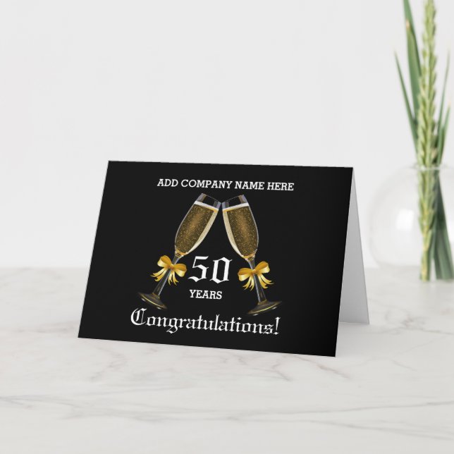 Business 50th Anniversary - Champagne Glasses Card (Front)