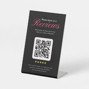 Business 5 Star Review QR Code Business Tabletop  Pedestal Sign