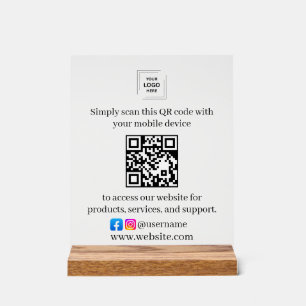 Business Acrylic QR Code Promotional Tabletop Sign