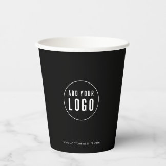 Business Add Logo Modern Minimalist Custom Color Paper Cups