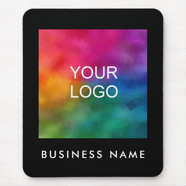 Business Add Your Company Logo Image Text Template Mouse Mat (Front)