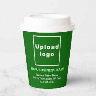 Business Address and Phone Number on Green Paper Cups