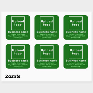 Business Address and Phone Number on Green Square Sticker