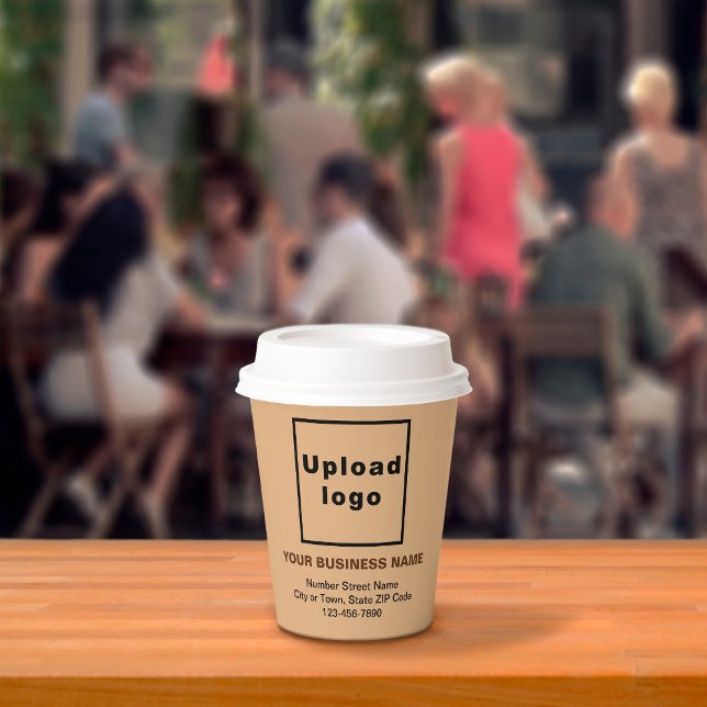 Business Address and Phone Number on Light Brown Paper Cups (Creator Uploaded)