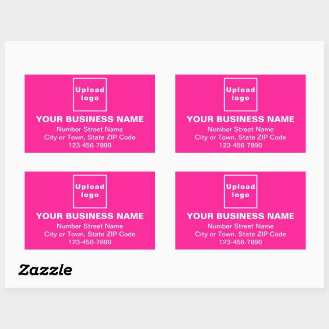 Business Address and Phone Number on Pink Rectangular Sticker (Sheet)