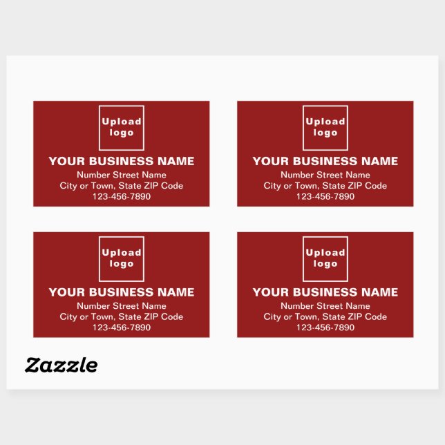 Business Address and Phone Number on Red Rectangular Sticker (Sheet)