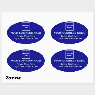 Business Address on Blue Oval Sticker