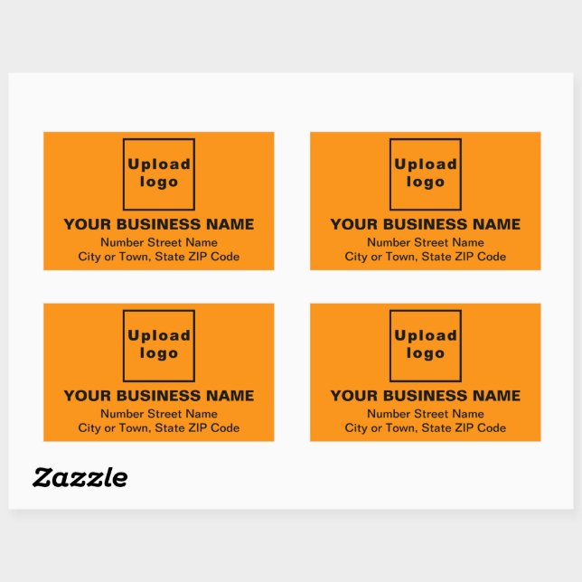 Business Address on Orange Colour Rectangle Sticke Rectangular Sticker (Sheet)