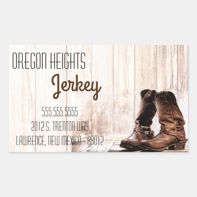 Business Address Stickers Red Boots Country Rustic (Front)