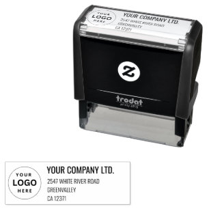 Business Address with Logo Return Address Self-ink Self-inking Stamp
