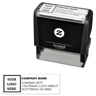 Business Address with Logo Return Address Self-ink Self-inking Stamp