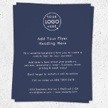 Business Advertising | Navy Blue Modern Logo   Flyer<br><div class="desc">A simple custom navy blue business flyer template in a modern minimalist style which can be easily updated with your company logo, contact details and custom flyer text. The perfect solution for any business to include details of your products, services, promotions event pricing and much more! If you need any...</div>