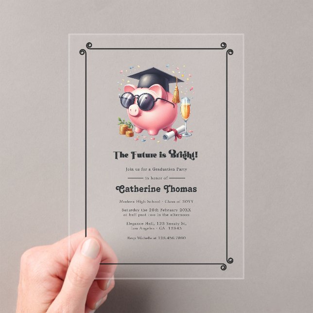 Business and Finance Majors Bright Future Graduate Acrylic Invitations (Insitu (Handheld))