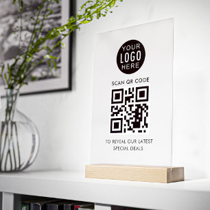 Business and Logo QR Code Minimalist Acrylic Sign