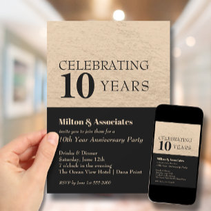 Business Anniversary Celebration Black & Gold Invitation