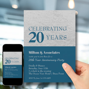Business Anniversary Celebration Blue & Silver Invitation