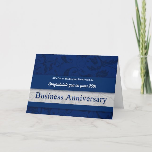 Business Anniversary Congratulations Blue and Grey Announcement (Front)