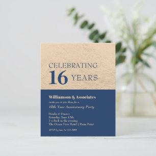 Business Anniversary Navy Blue Gold Invitations