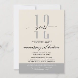 Business Anniversary Party Celebration, Cream Grey Invitation