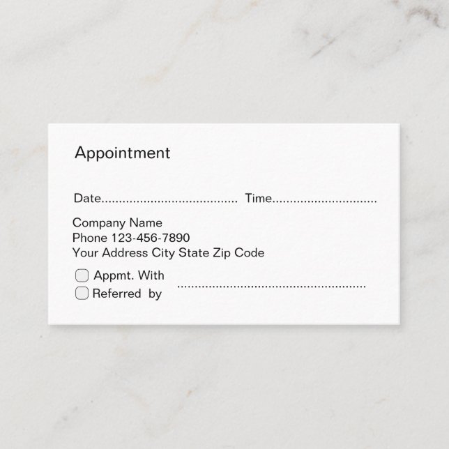 Business Appointment And Referral Cards (Front)