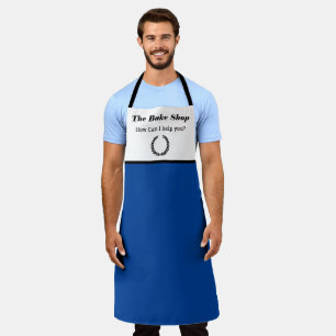 Business Apron Personalise Text & Logo Simple Blue
