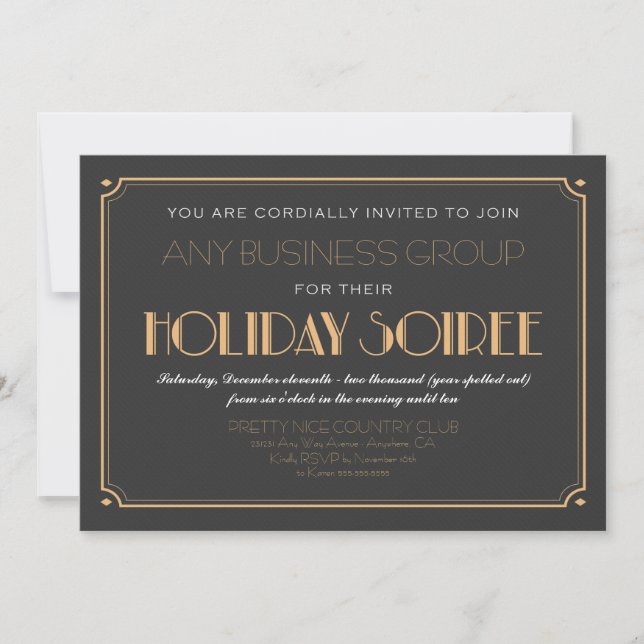 Business Art Deco Soiree Holiday Party Invitations (Front)