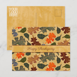 Business Autumn Oak Tree Leaves Happy Thanksgiving Postcard