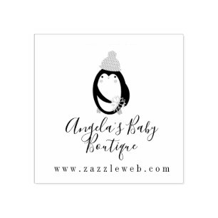Business Baby Boutique Clothing Penguin Logo Rubber Stamp