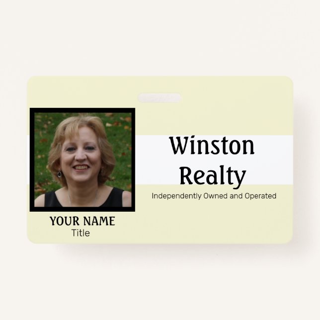 Business Badge TEMPLATE with Photo ID ID Badge (Front)