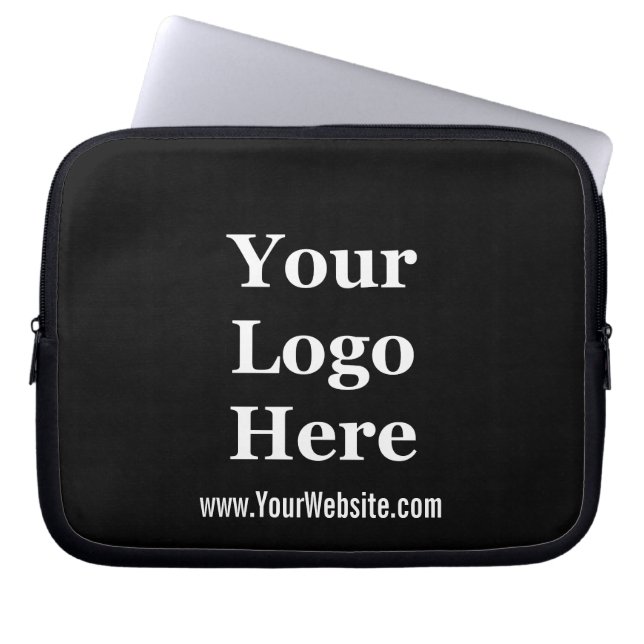 Business Black and White Company Logo Website Text Laptop Sleeve (Front)