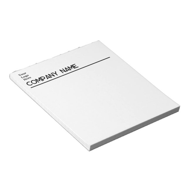 Business Black and White Company Name and Logo Notepad (Angled)