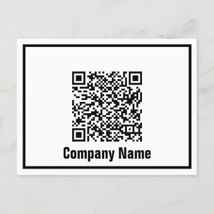 Business Black and White Company Name QR Code Postcard