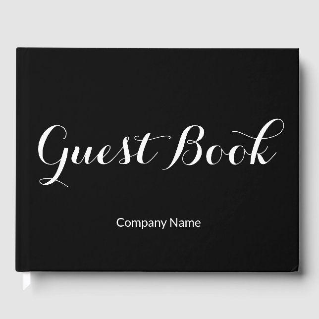 Business Black and White Company Name Template Guest Book (Front)