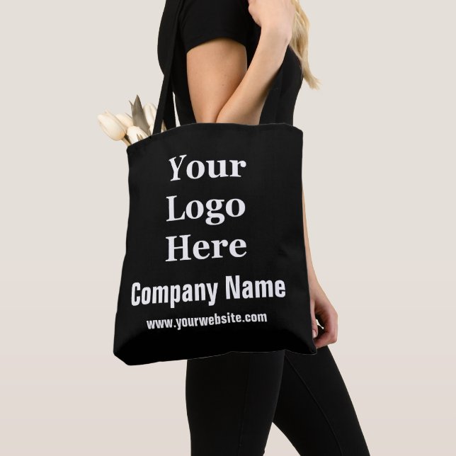 Business Black and White Company Name Website Logo Tote Bag (Close Up)