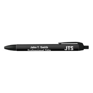 Business Black and White Job Title Name Monogram Black Ink Pen