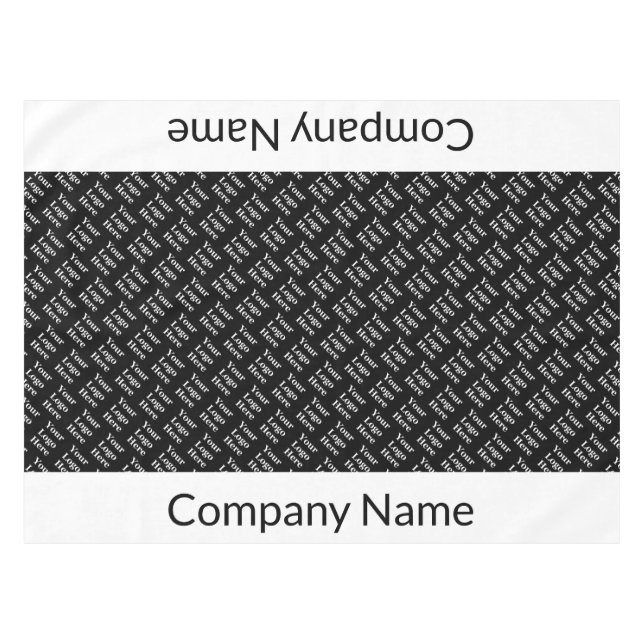 Business Black and White Logo Pattern Company Name Tablecloth (Front (Horizontal))