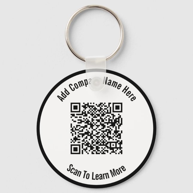 Business Black and White QR Code Template Key Ring (Front)