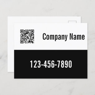 Business Black and White Template QR Code Postcard