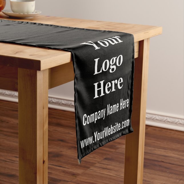 Business Black and White Text Your Logo Here Short Table Runner (In Situ)